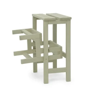 Sgabello in legno 3 gradini ripieghevole Lines H22 verde salvia