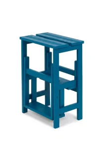 h10 Sgabello in legno 3 gradini ripieghevole Lines faggio tinto azzurro
