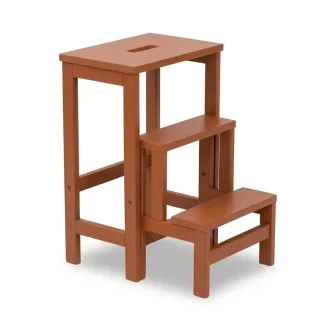 Sgabello Sente in legno ripieghevole a scomparsa 3 gradini tinto Ciliegio