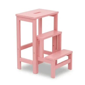 Sgabello Sente in legno ripieghevole a scomparsa 3 gradini tinto Rosa antico