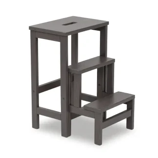 Sgabello Sente in legno ripieghevole a scomparsa 3 gradini tinto Grigio