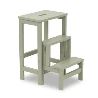Sgabello Sente in legno ripieghevole a scomparsa 3 gradini tinto Verde Salvia