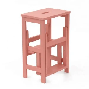 Sgabello Sente in legno ripieghevole a scomparsa 3 gradini Laccato Rosa Antico