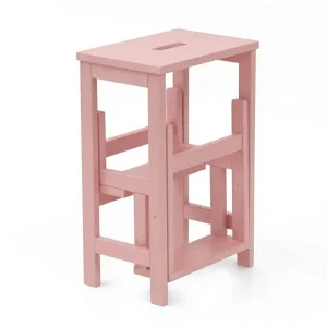 Sgabello Sente in legno ripieghevole a scomparsa 3 gradini tinto Rosa antico