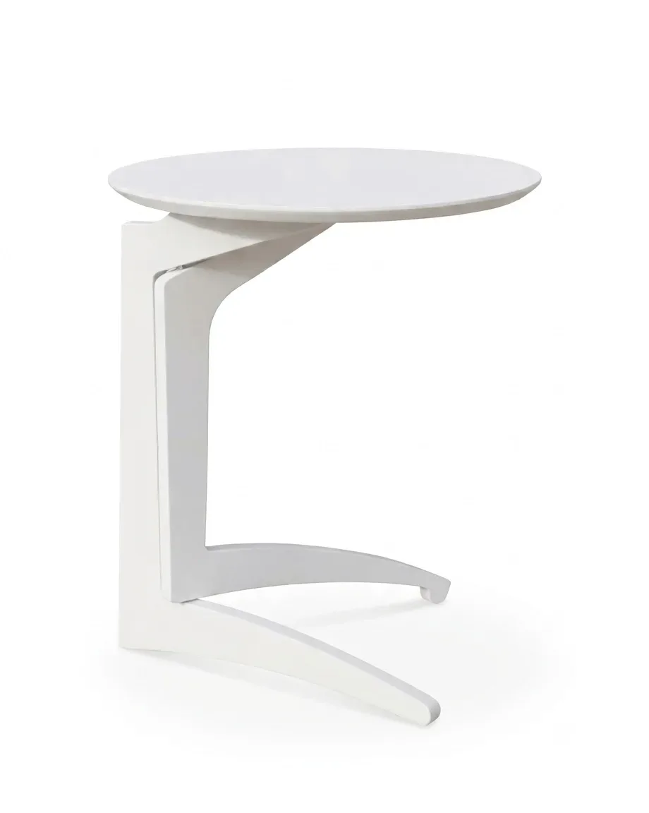 Tavolino pighevole Foldme Ø43 H51 cm multistrato laccato Bianco