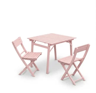 Tavolo pieghevole Garden faggio massello colore faggio laccato rosa antico 80 x 80 80 x 120