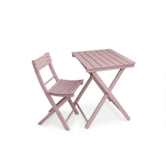 Tavolo pieghevole Garden faggio massello colore faggio tinto rosa antico 60 x 80