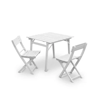 Tavolo pieghevole Garden in faggio massello colore faggio laccato bianco 80 x 80