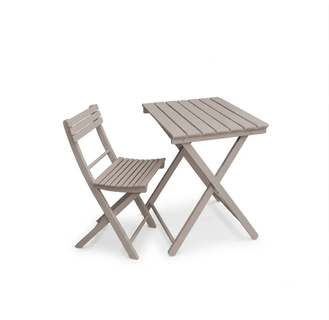 Tavolo pieghevole Garden faggio massello tinto grigio chiaro 60 x 80
