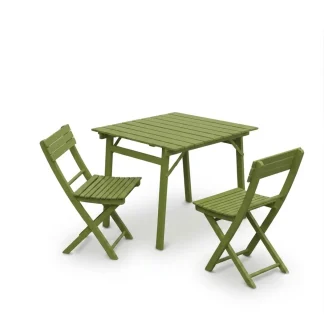 Tavolo pieghevole Garden faggio massello tinto verde oliva 80 x 80 80 x 120