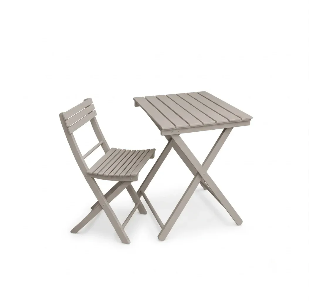 Tavolo pieghevole Garden faggio massello laccato grigio chiaro 60 x 80