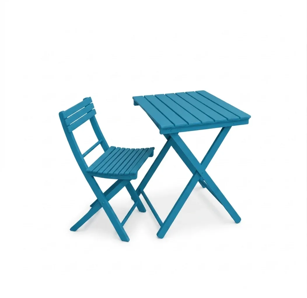 Tavolo pieghevole Garden faggio massello tinto Azzurro 60 x 80
