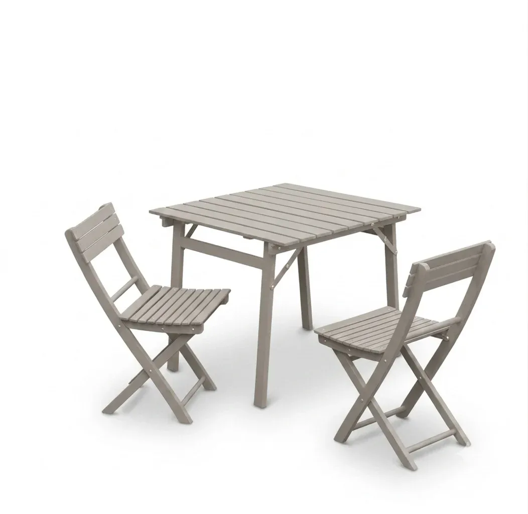Tavolo pieghevole Garden faggio massello laccato grigio chiaro 80 x 80 80 x 120