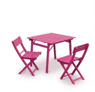 Tavolo pieghevole Garden faggio massello tinto fucsia 80 x 80 80 x 120