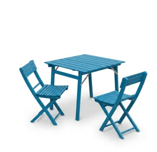 Tavolo pieghevole Garden faggio massello tinto Azzurro 80 x 80 80 x 120