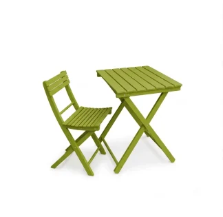 Tavolo pieghevole Garden in faggio massello colore faggio tinto verde acido 60 x 80