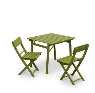 Tavolo pieghevole Garden in faggio massello colore faggio tinto verde acido 80 x 80 80 x 120