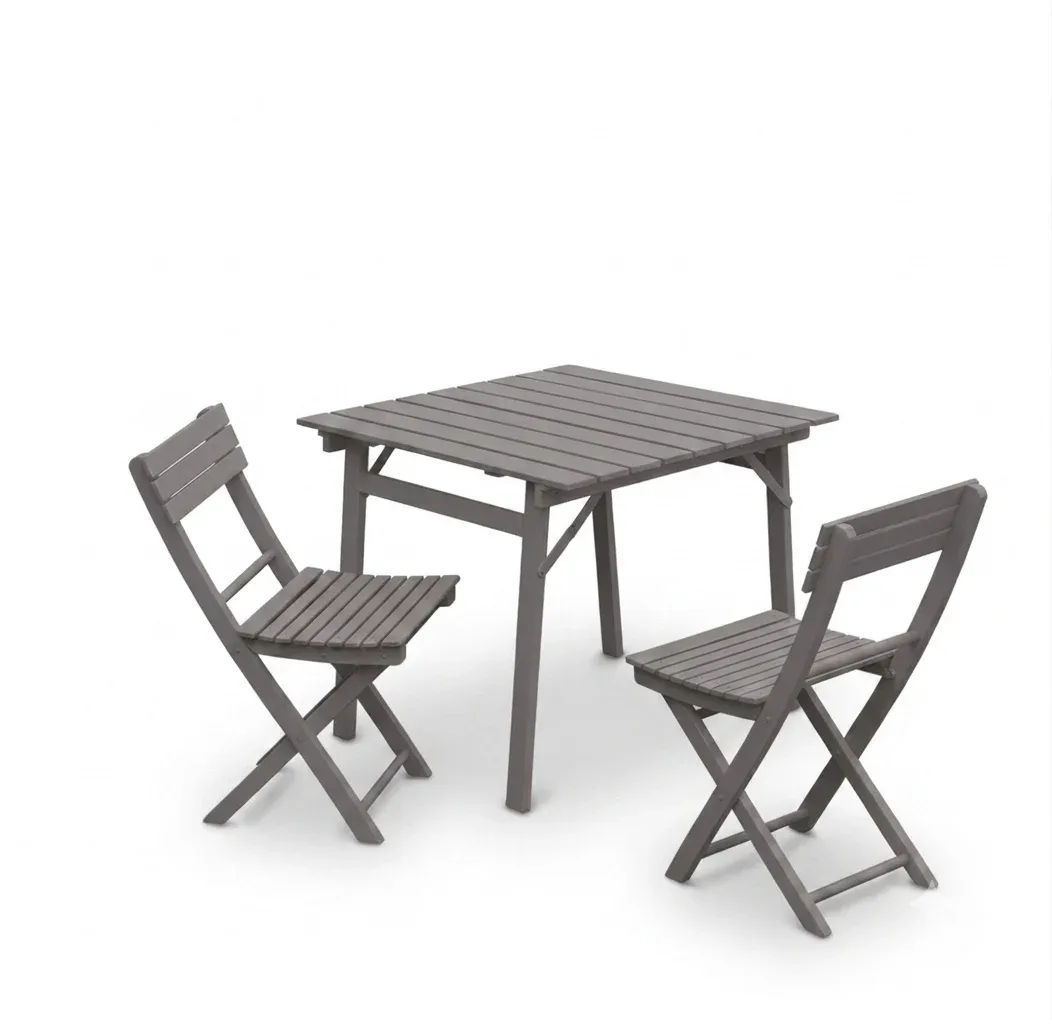 Tavolo pieghevole Garden faggio massello tinto grigio 80 x 80 80 x 120
