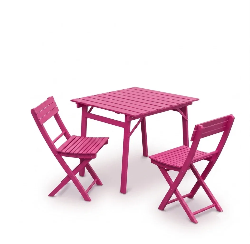 Tavolo pieghevole Garden faggio massello tinto fucsia 80 x 80 80 x 120
