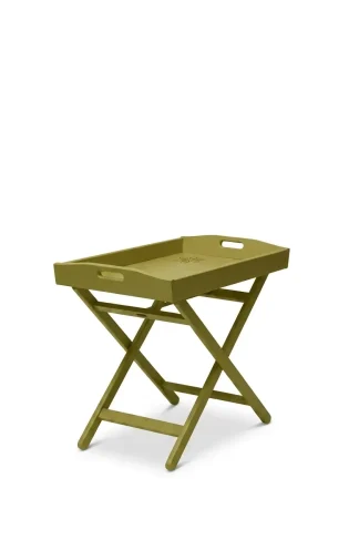 Vassoio-Tavolino pieghevole in legno colore faggio tinto verde oliva
