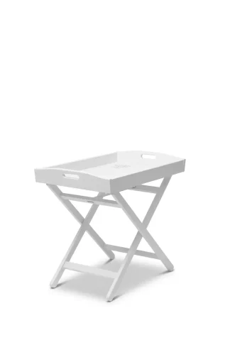 Vassoio-Tavolino pieghevole in legno colore faggio laccato bianco